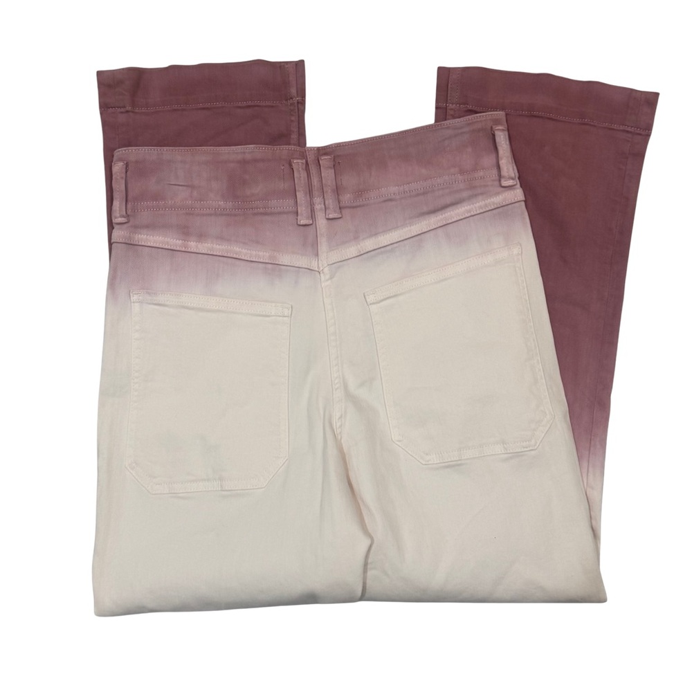 Anthropologie Ombre Dip Dye High Rise Kick Flare Cropped Jeans Mauve Cream 29 - Picture 6 of 10